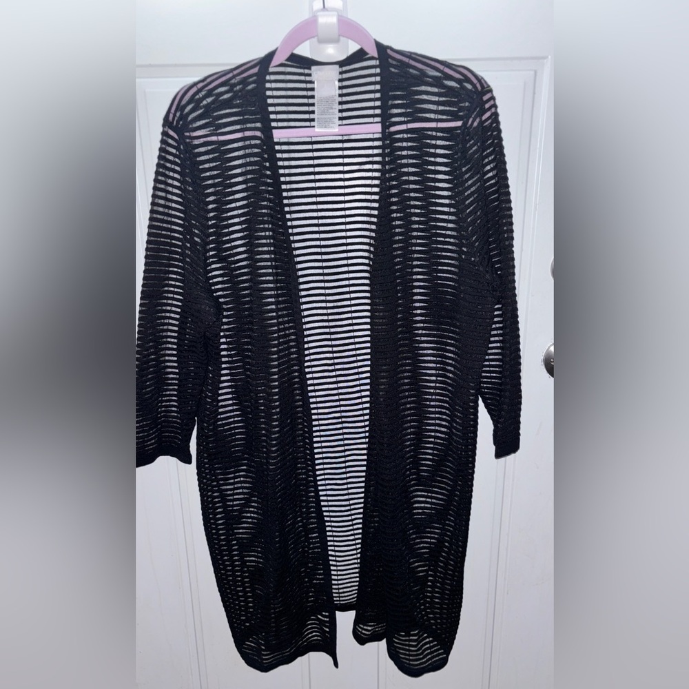 Chico's Black Open-Knit Cardigan